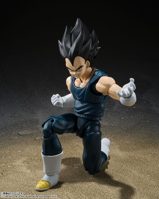 Figura Bandai S.H.Figuarts - Vegeta Super Hero - Vista de perfil y caja