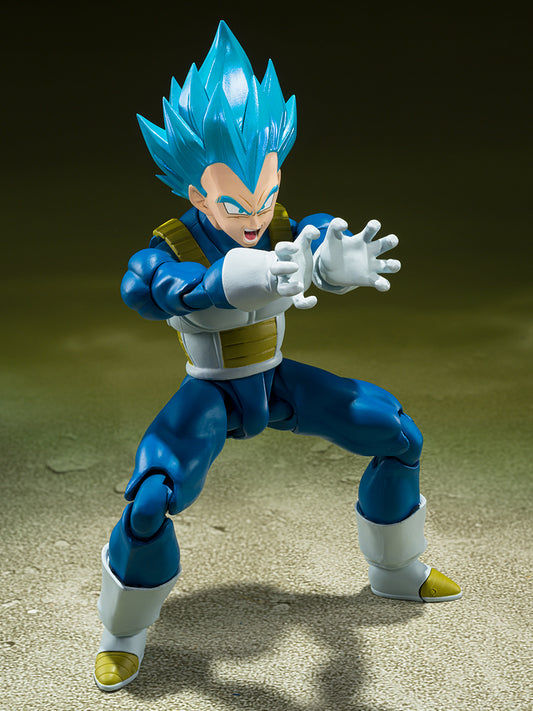 Figura Bandai - Super Saiyan God Super Saiyan Vegeta Unwavering Saiyan Pride - Vista de perfil y caja