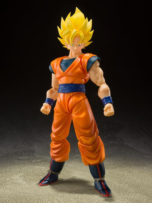 Figura Colección Anime - Son Goku Super Saiyan Full Power - Vista de perfil y caja