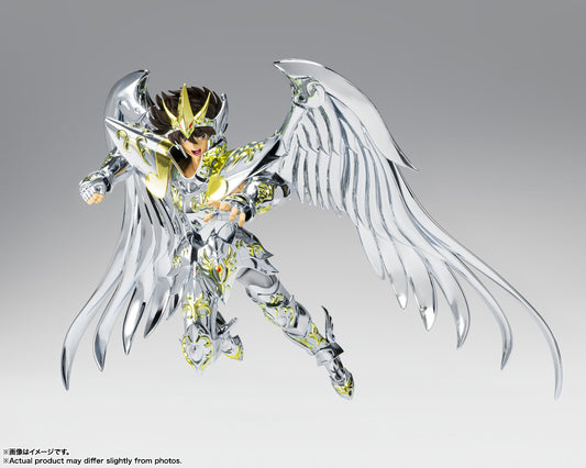 Figura Bandai Myth Cloth - Seiya De Pegaso V4 Ex [God Cloth] - Vista de perfil y caja