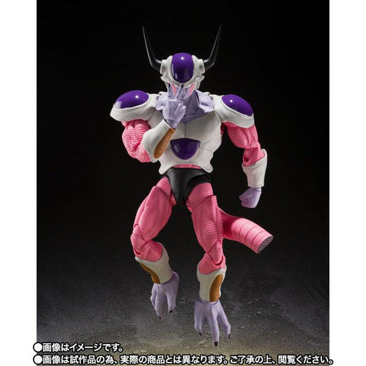 Figura Colección Anime S.H.Figuarts - Friezar Seguna Forma - Vista de perfil y caja