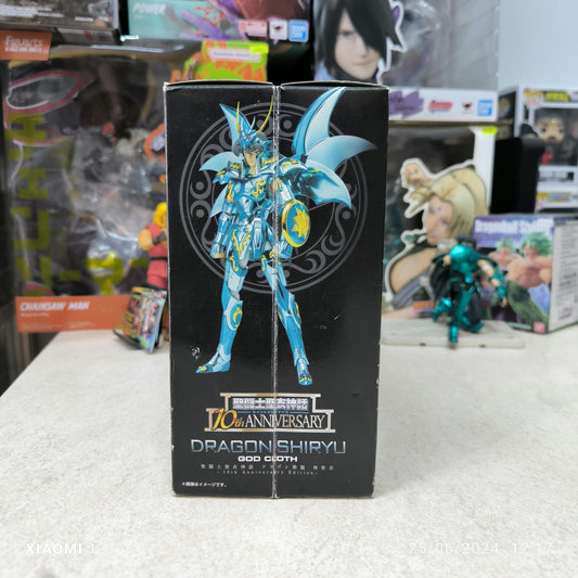 Figura Bandai Myth Cloth - Shiryu Dragón V4 Armor Divine (Seminuevo) - Vista de perfil y caja