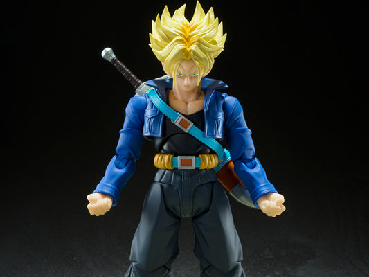 Figura Bandai S.H.Figuarts - Trunks (Boy From The Future) Super Saiyan (Dragon Ball) - Vista de perfil y caja
