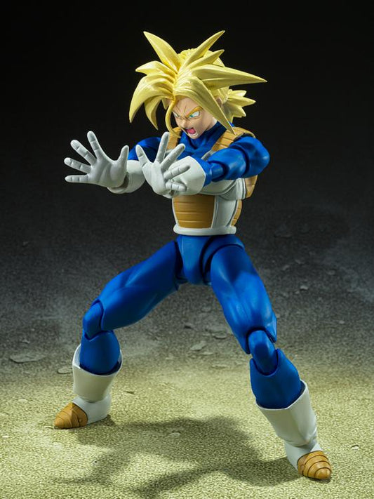 Figura Bandai S.H.Figuarts - Trunks Del Futuro Super Saiyan - Vista de perfil y caja